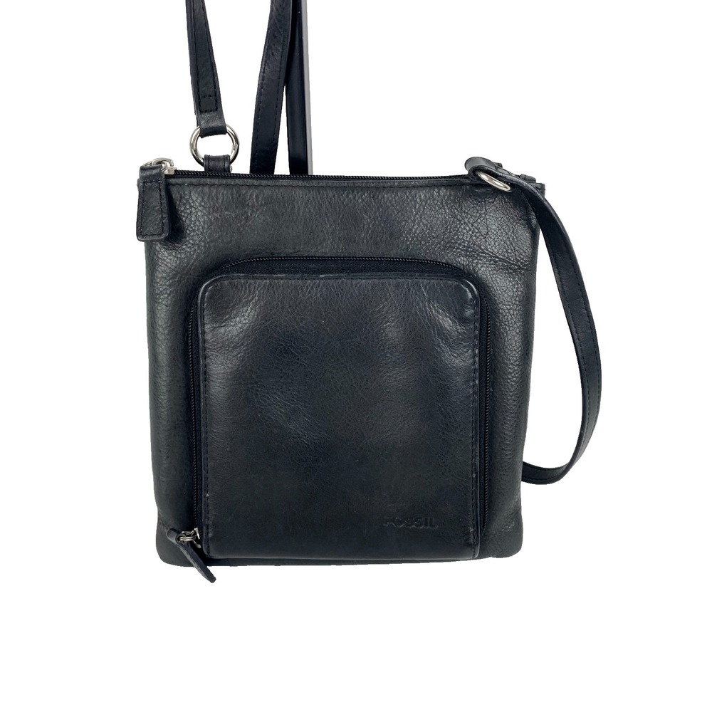 Fossil Black Leather Shoulder Bag Purse Handbag Vintage - Fine!